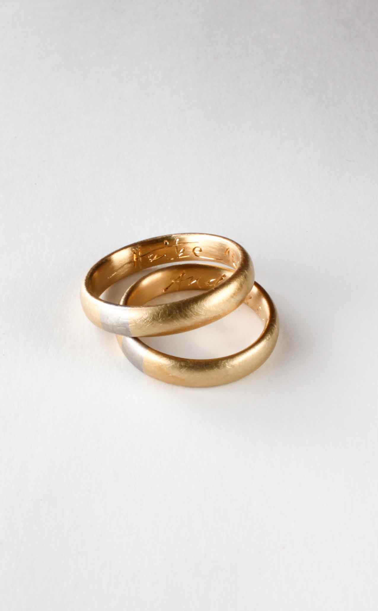 Weddingrings gold ethical yellow and white gold.